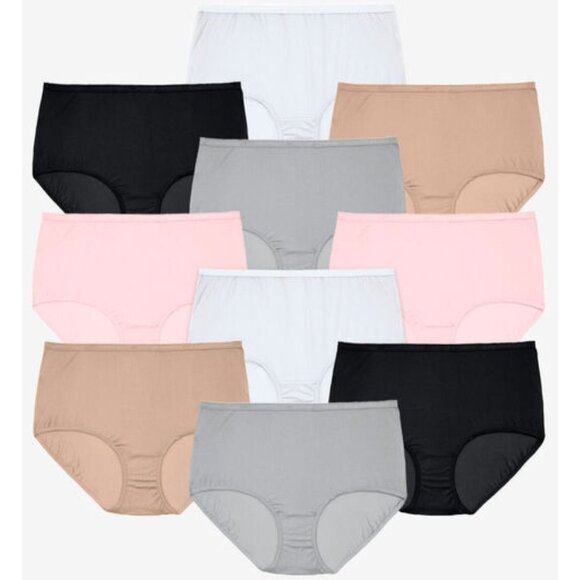 Comfort Choice Womens 10 Pack Mystery Pack Nylon Brief Plus Size 24W 26W - Picture 6 of 15